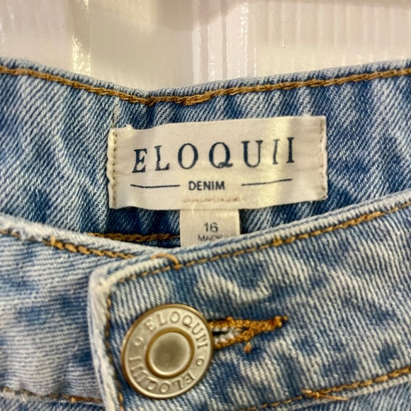 Eloquii Light Blue Boyfriend Jeans with Distressed Detail - Picture 3 of 4